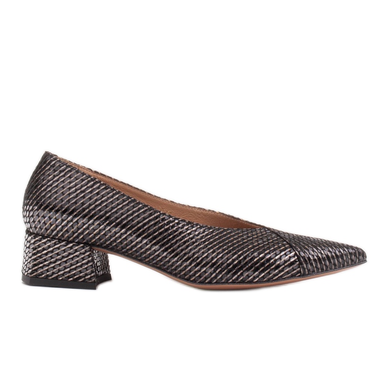 Marco Shoes Pompele negre din piele neobișnuită cu dungi negru