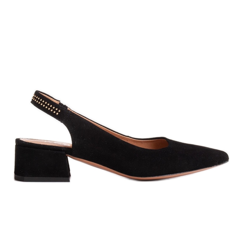 Marco Shoes Sandale din piele neagră cu jeturi decorative negru