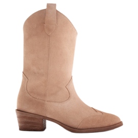 Marco Shoes Ghete bej realizate din piele intoarsa naturala