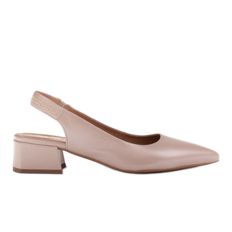 Marco Shoes Sandale bej cu jeturi decorative din piele granulată