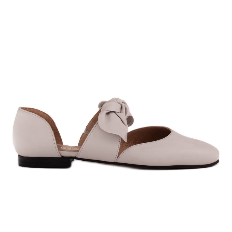 Marco Shoes Balerini cu fundă din piele de cereale alb