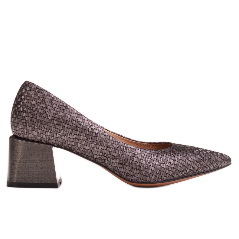 Marco Shoes Pompele elegante din piele reliefată gri