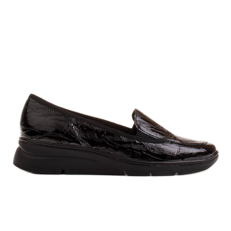 Radoskór Mocasini negri confortabili pentru femei pentru un picior mai lat negru Radoskór Mocasini negri confortabili pentru femei pentru un picior mai lat negru
