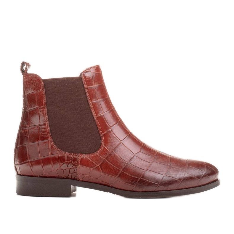 Marco Shoes Ghete plate din piele cu cauciuc elastic în partea superioară maro Marco Shoes Ghete plate din piele cu cauciuc elastic în partea superioară maro