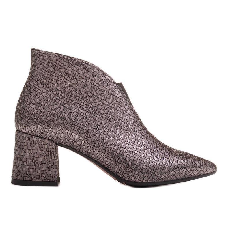 Marco Shoes 1460B cizme subțiri din piele gri, cu partea superioară din cauciuc