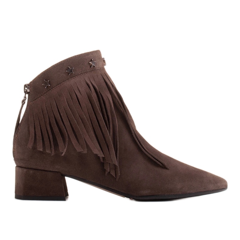 Marco Shoes Cizme originale din piele intoarsa cu franjuri decorative maro