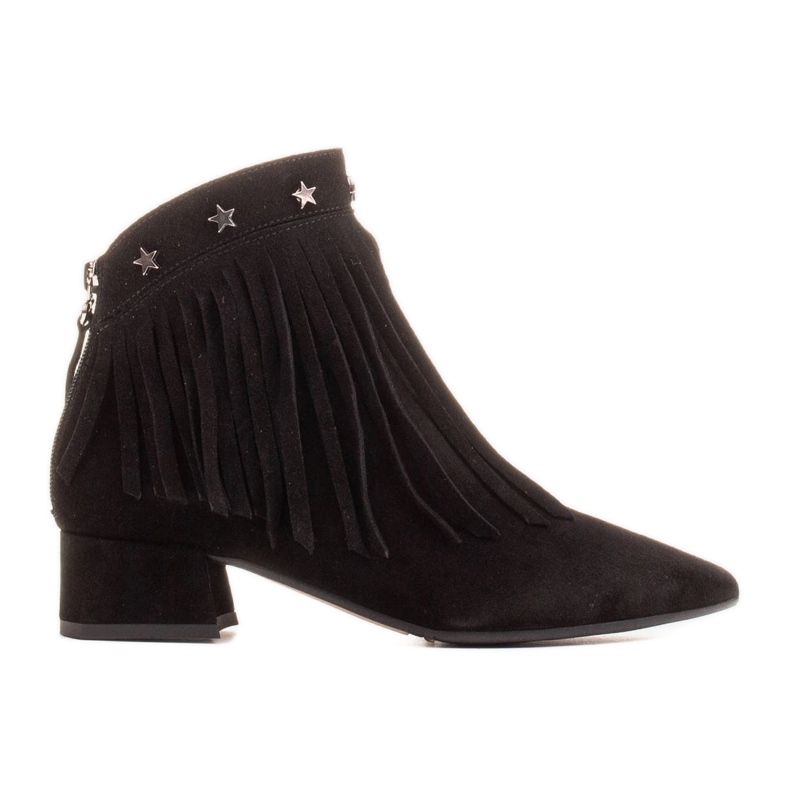 Marco Shoes Cizme originale din piele intoarsa cu franjuri decorative negru