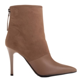 Marco Shoes Cizme de damă pe toc înalt într-o combinație de piele și piele de căprioară bej