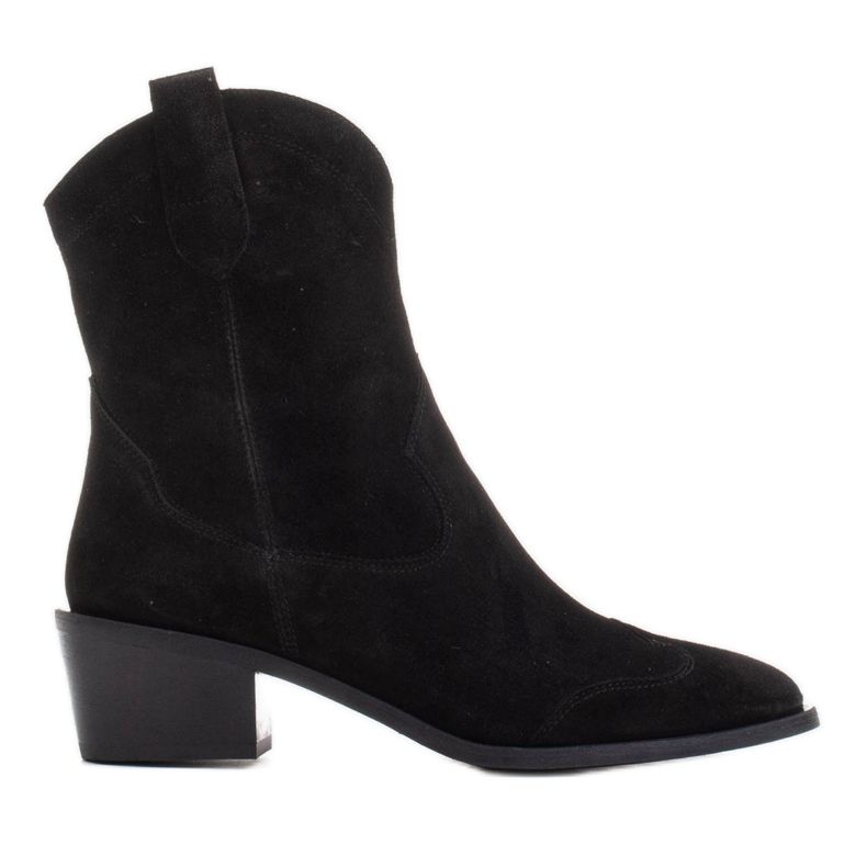 Marco Shoes Ghete cowboy negre din piele intoarsa naturala fara izolatie negru