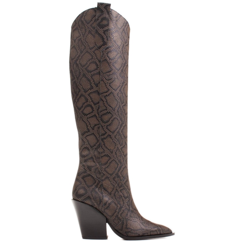 Marco Shoes Cizme înalte pentru femei, cizme de cowboy din piele naturală maro Marco Shoes Cizme înalte pentru femei, cizme de cowboy din piele naturală maro