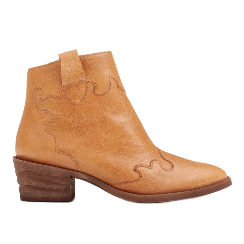 Marco Shoes Cizme galbene din piele naturală ridată neregulat