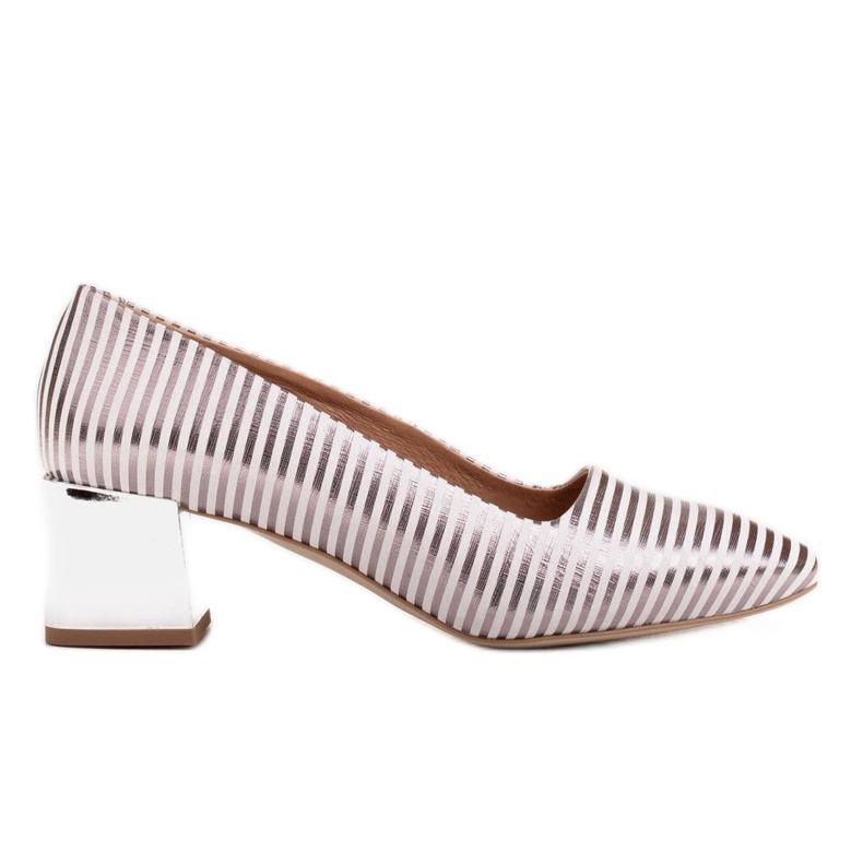 Marco Shoes Pompele elegante cu toc metalic argint