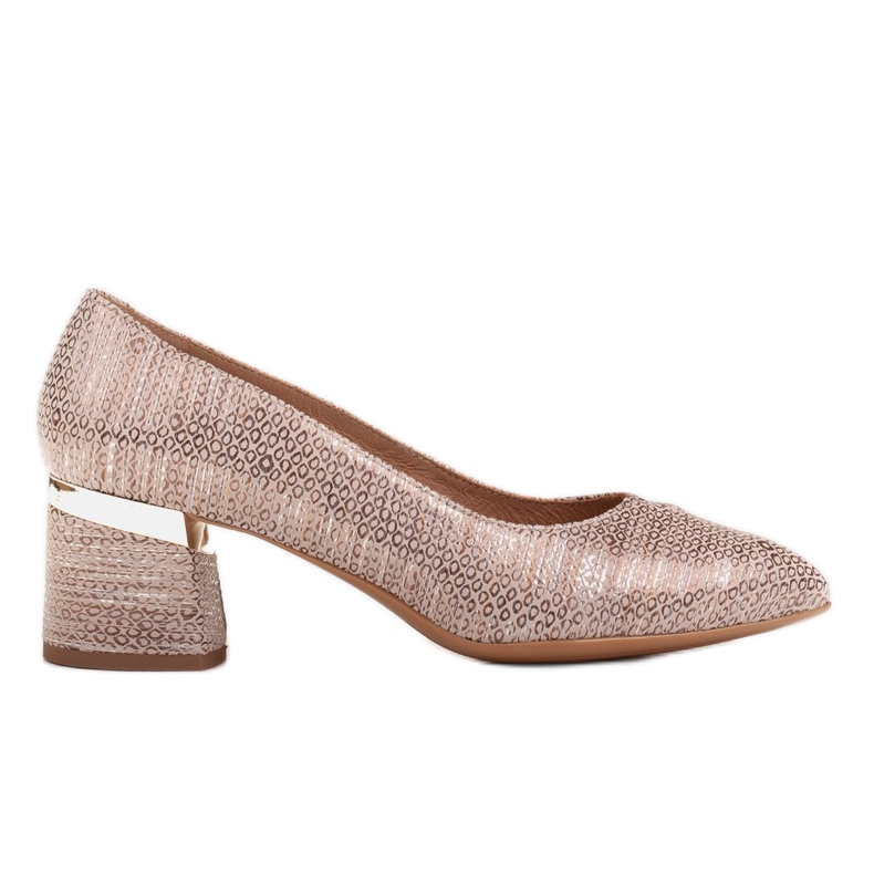 Marco Shoes Pompe confortabile din cupru cu toc metalic de aur Marco Shoes Pompe confortabile din cupru cu toc metalic de aur