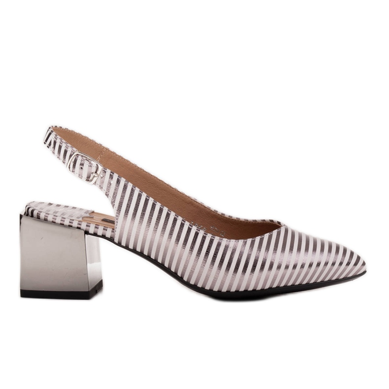 Marco Shoes Pompe elegante pentru femei, cu dungi metalice argint