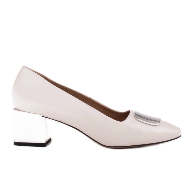 Marco Shoes Pompele cu toc metalic și un decor plat cromat alb
