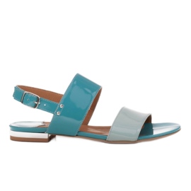Marco Shoes Sandale plate cu lac și toc metalic albastru Marco Shoes Sandale plate cu lac și toc metalic albastru