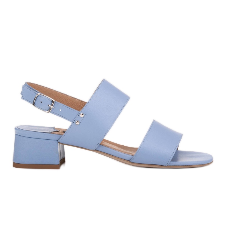 Marco Shoes Sandale Cinta cu toc acoperit cu piele albastru