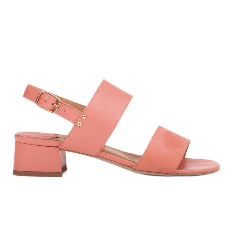 Marco Shoes Sandale Cinta cu toc acoperit cu piele roz