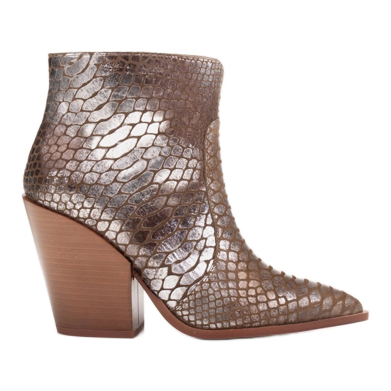 Marco Shoes Cizme de cowboy pentru femei din piele naturală argint