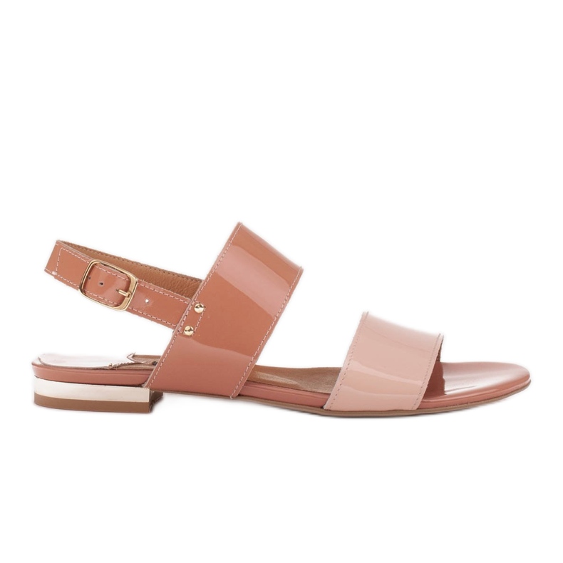 Marco Shoes Sandale plate cu lac și toc metalic bej