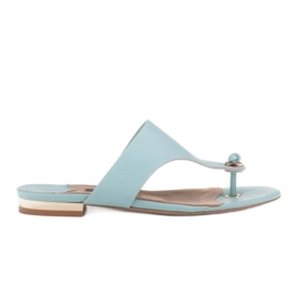 Marco Shoes Flip-flop-uri plate în culoarea menta cu toc metalic verde Marco Shoes Flip-flop-uri plate în culoarea menta cu toc metalic verde