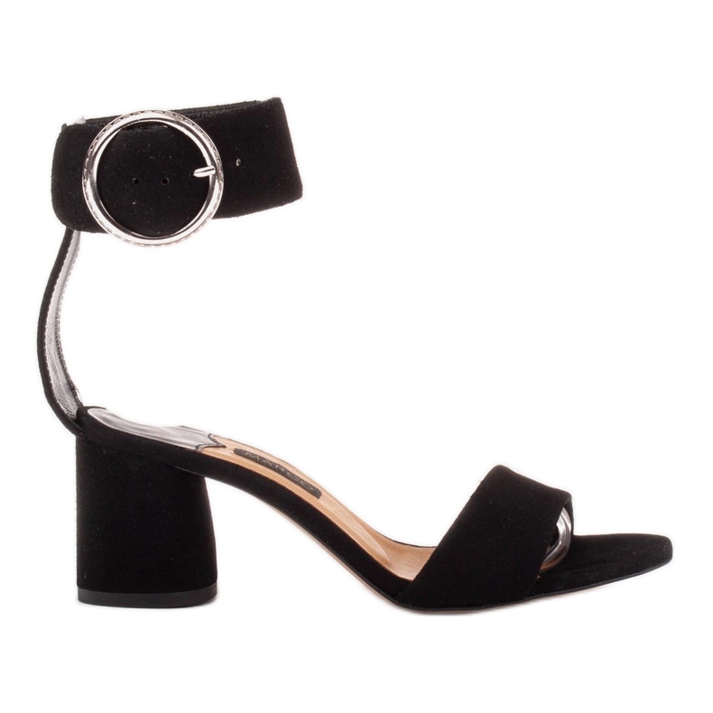 Marco Shoes Sandale din piele pentru femei cu cataramă decorativă negru