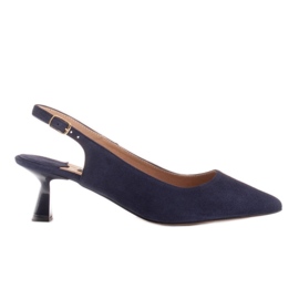 Marco Shoes Pompe din piele de căprioară delicată cu curea albastru marin Marco Shoes Pompe din piele de căprioară delicată cu curea albastru marin