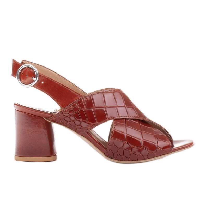 Marco Shoes Sandale din piele pentru femei din piele cu dungi tăiate maro