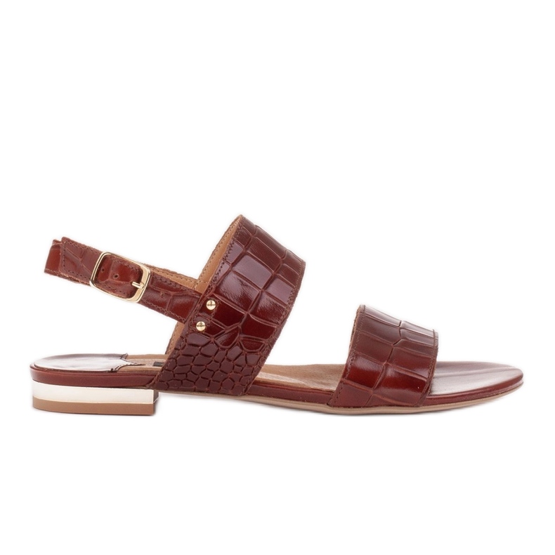 Marco Shoes Sandale plate din piele naturală, cu toc metalic maro