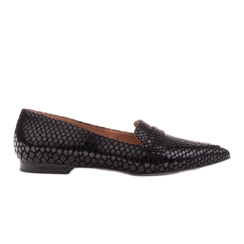Marco Shoes Balerini din piele de șarpe din piele de căprioară negru