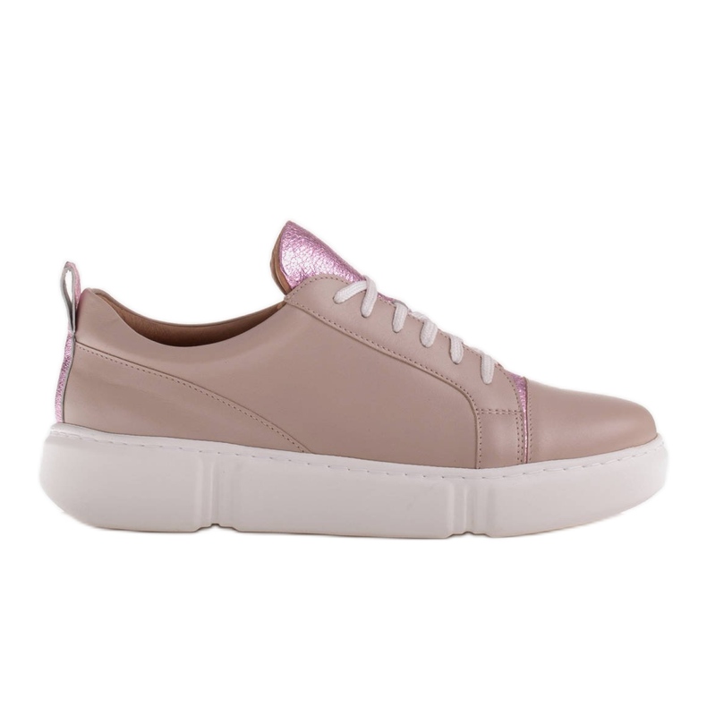 Marco Shoes Adidași bej cu inserție roz