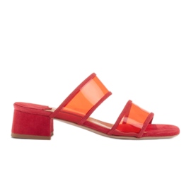 Marco Shoes Papuci de damă cu dungi translucide roșu
