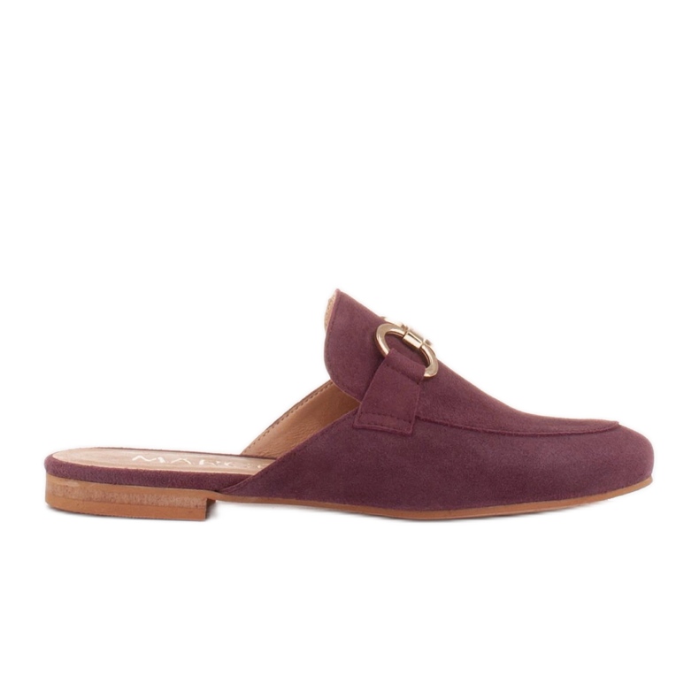 Marco Shoes Papuci de piele de căprioară pentru femei, cu un ornament roșu multicolor