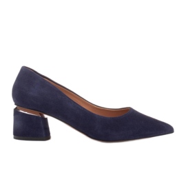 Marco Shoes Pompe din piele de căprioară naturală cu detaliu argintiu în călcâi albastru