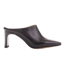 Marco Shoes Pompele de vară din piele cu spatele deschis negru Marco Shoes Pompele de vară din piele cu spatele deschis negru