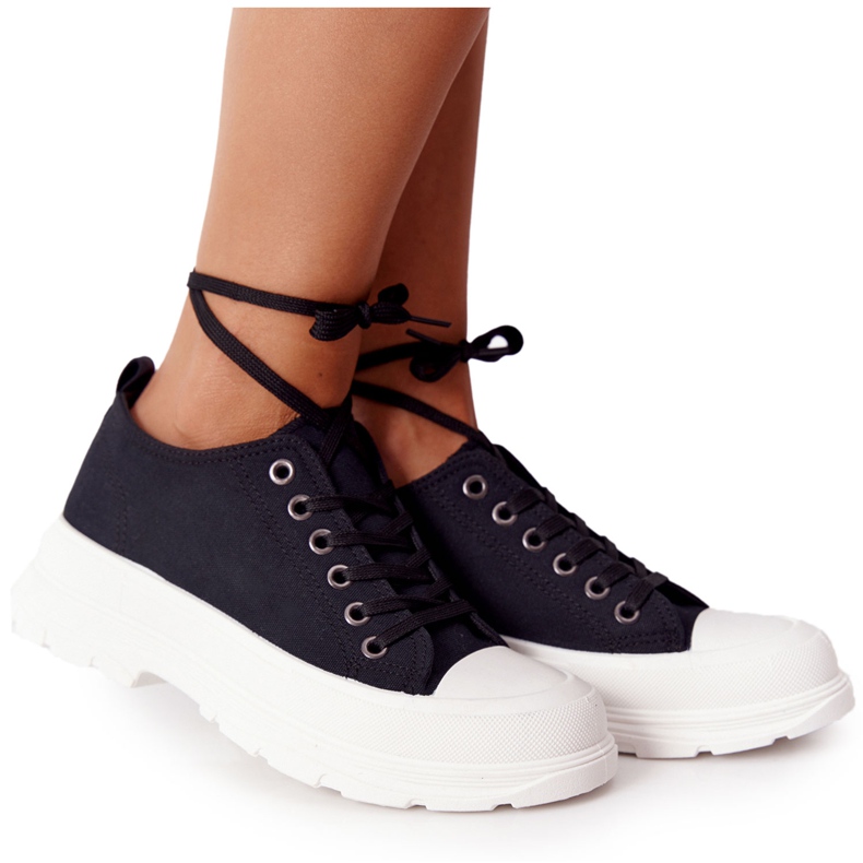 Adidași de damă pe platformă Black Travel Time negru