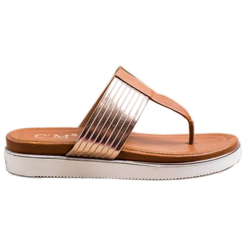 Cm Paris Încălțăminte confortabilă din piele ecologică maro de aur