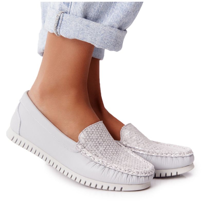 Mocasini din piele pentru femei S.Barski 97630 Gri