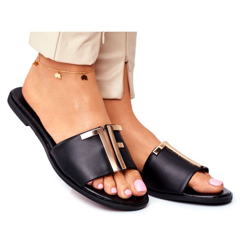 Papuci de damă eleganți negri Nicole Dilmah negru