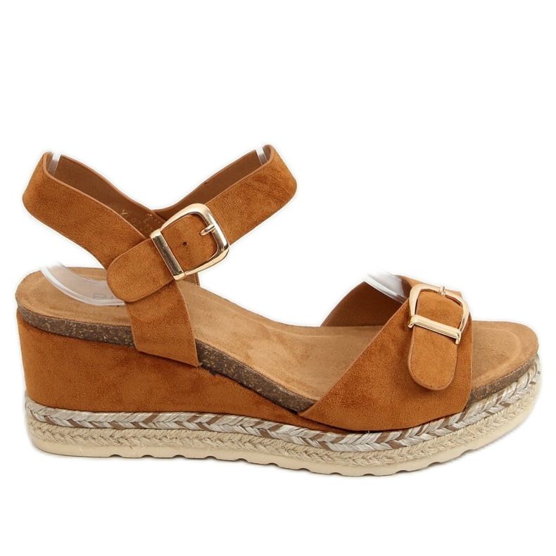 Espadrile pe o cămilă cu pană YL93 Camel maro