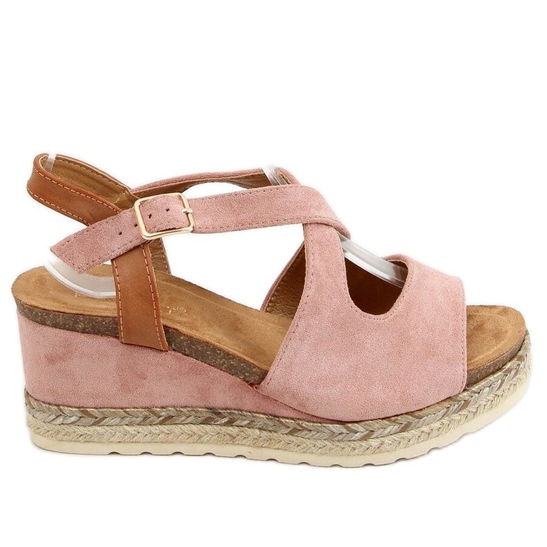 Espadrile roz pe pene roz YL90 Roz