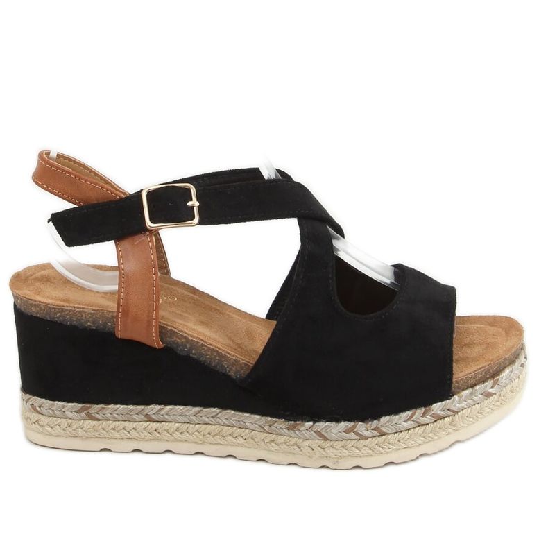 Espadrile negre pe pene YL90 Negru Espadrile negre pe pene YL90 Negru
