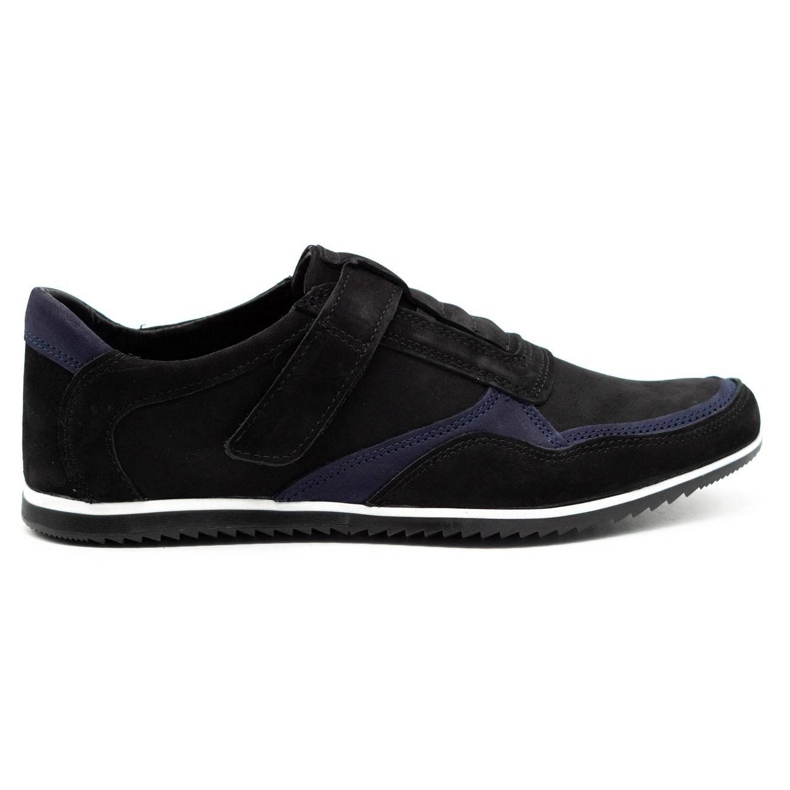 Polbut Pantofi casual din piele pentru bărbați 2102/2 negru cu bleumarin albastru marin