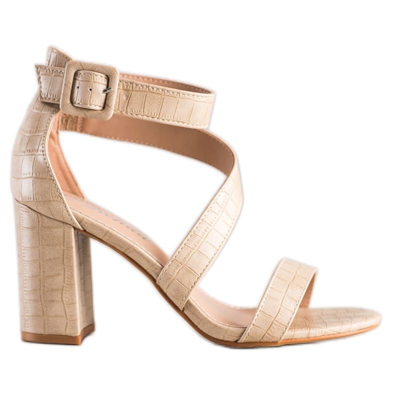 Renda Sandale Pe O Bară Cu Piele Eco bej