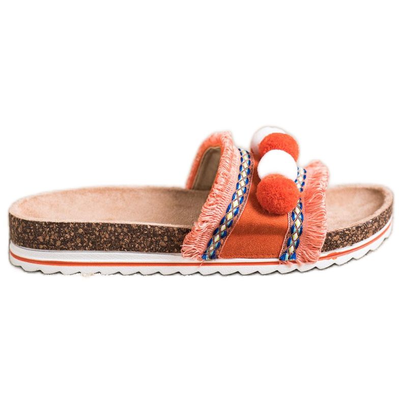 SHELOVET Papuci la modă cu pompoane portocale
