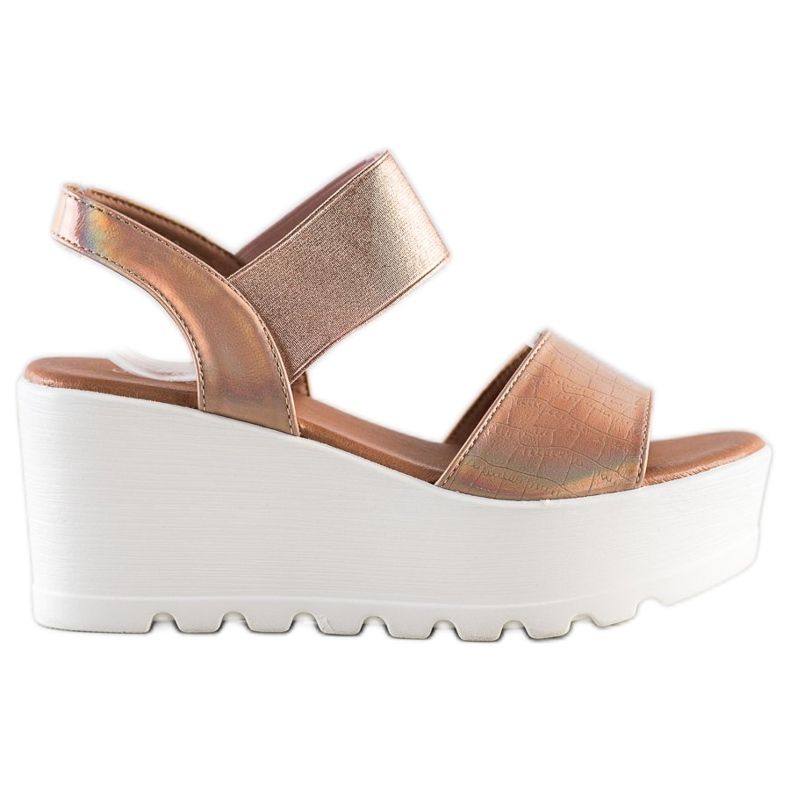 Weide Sandale ușoare pe o pană albă de aur