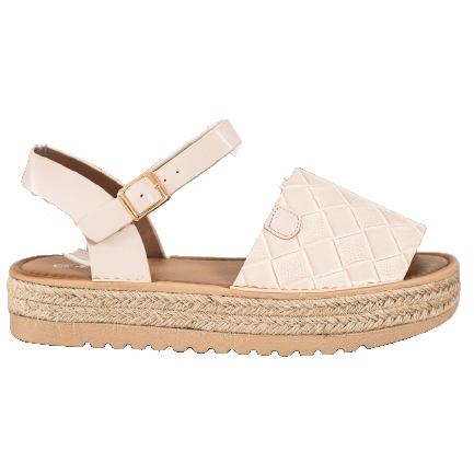 SHELOVET Sandale Espadrile Cu Piele Eco bej