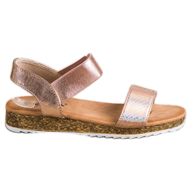 Kayla Sandale din piele ecologică strălucitoare de aur