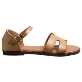 Ideal Shoes Sandale clasice din piele ecologică maro Ideal Shoes Sandale clasice din piele ecologică maro