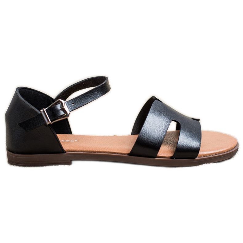 Ideal Shoes Sandale clasice din piele ecologică negru